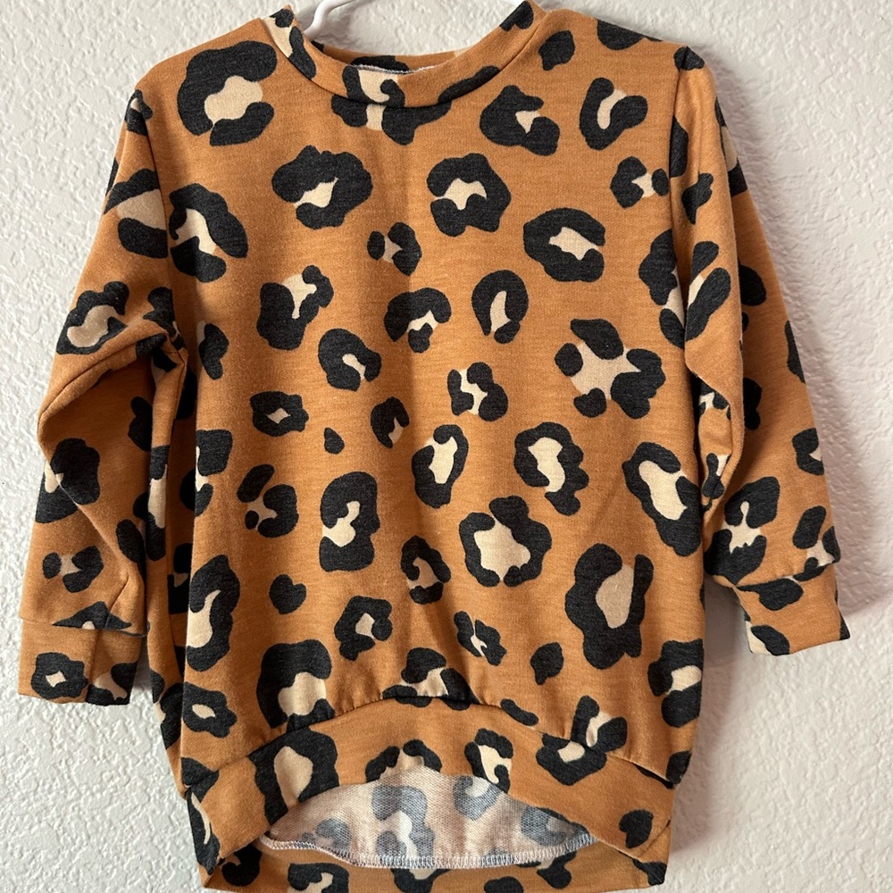 Little Nugget Knits Mustard Leopard Sweater size 2T
